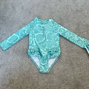 This is a Carter’s Teal floral swimsuit